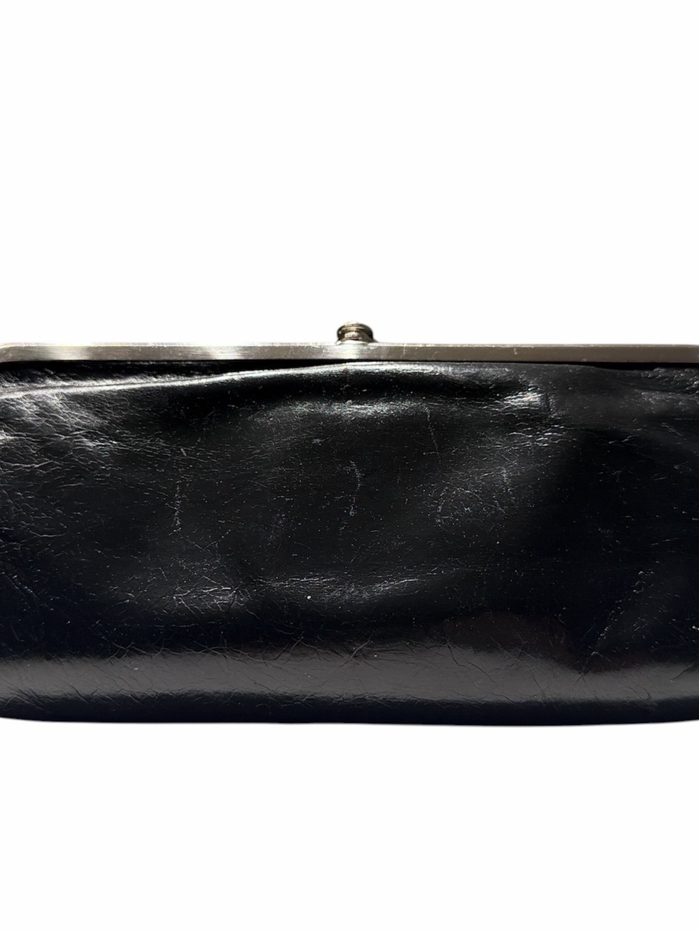 Hobo Classic Black Leather Kiss-Lock Clutch - Picture 3 of 9